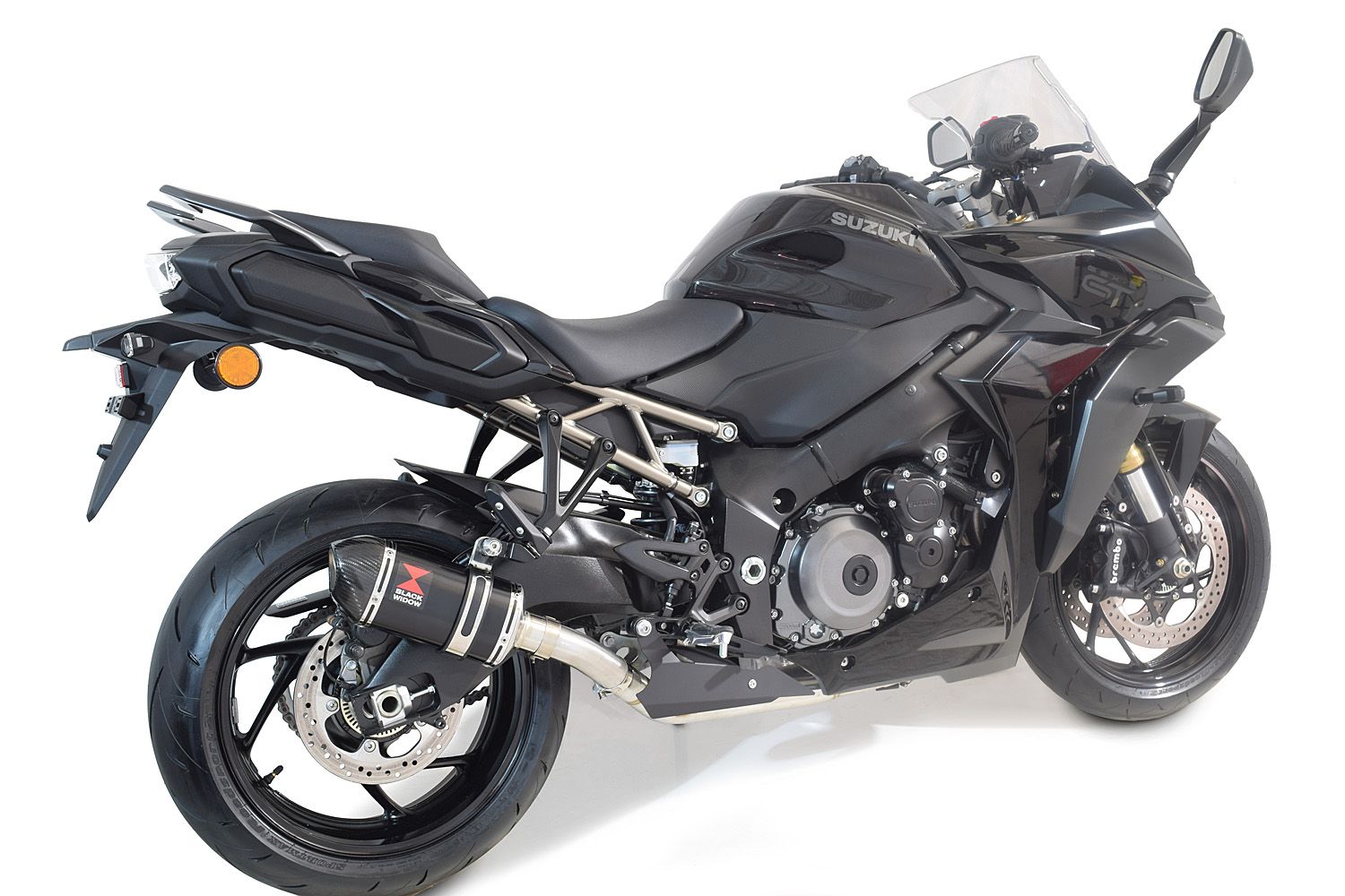 GSX-S 1000 / GT Gen 2 21-24 De-Cat Race Exhaust System 200mm Oval Black Stainless Carbon Silencer